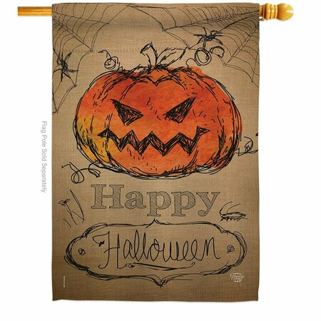 CUADRILATERO 28 x 40 in. Happy Halloween House Flag with Fall Double-Sided Vertical Flags  Banner Garden CU3873059